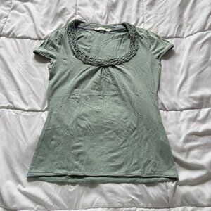 Vintage 90s Y2K Mint Green Womens Size 6 Green T Shirt Baby Tee Round Neck